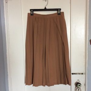 Camel-brown vintage wool midi skirt